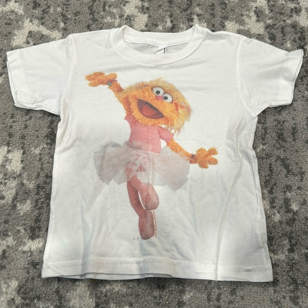 American Apparel white t-shirt with sesame Zoe girls size 4